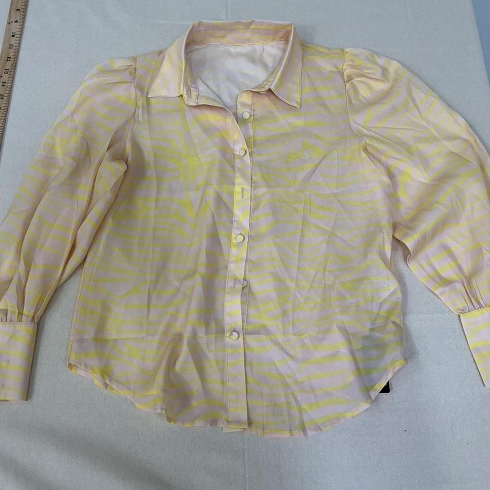 Cute pastel zebra print button-up top